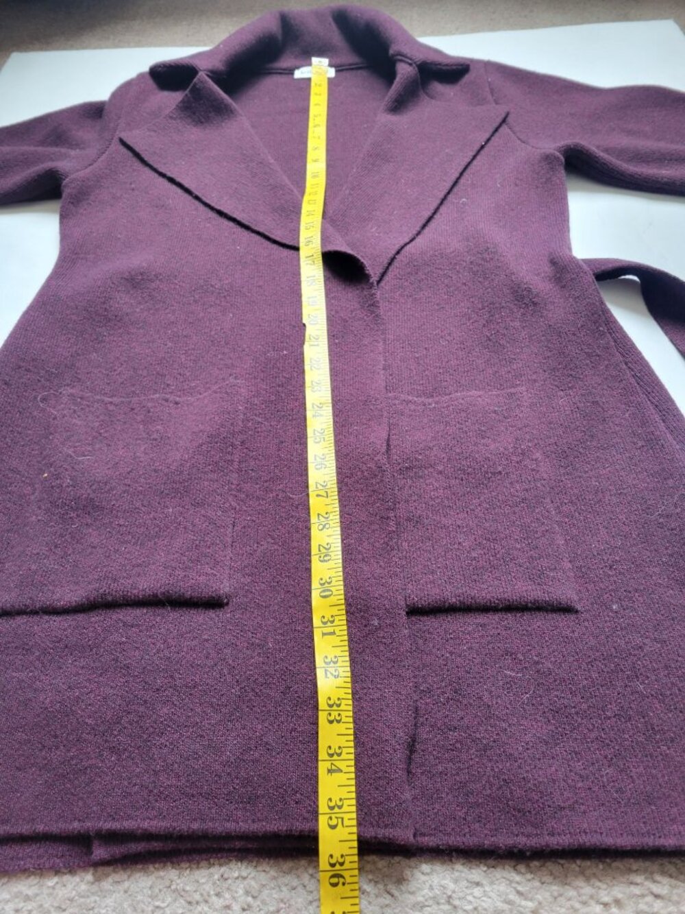 Kettlewell Plum Wrap Cardigan Extrafine Merino Wool Size L Quiet Luxury Preppy - Picture 11 of 11